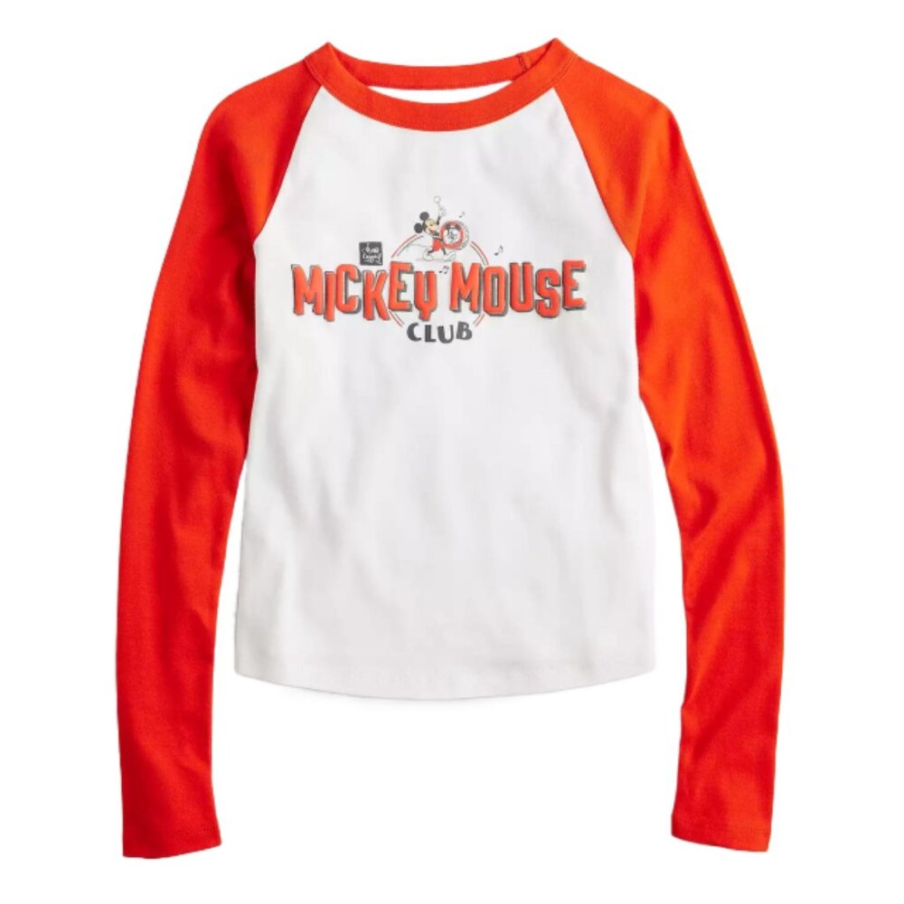 DISNEY Red/White Mickey Mouse Club 100 Graphic Baseball Tee,, size S
